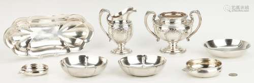 8 Sterling Hollowware Items incl. coin-inset bowls