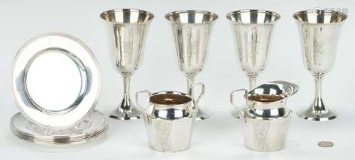 14 Pcs. Sterling Silver, incl. Goblets, Plates