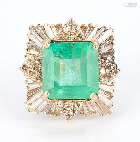 Ladies Square Cut Emerald & Diamond Ring