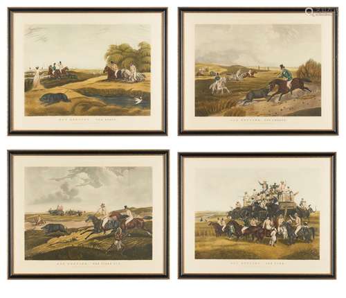 4 Hog Hunting Prints after Capt. John Platt