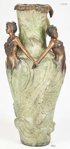 Art Nouveau Bronze Vase, after Chalon