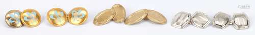 3 Gold Cufflink Pairs, 10K and 14K