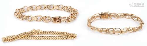 3 Ladies 14K Gold Bracelets