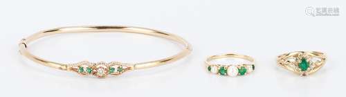 Gold & Emerald Bracelet and Rings