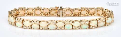 Ladies 14K Opal & Diamond Bracelet