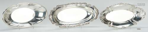 3 Assorted Sterling Bread Trays