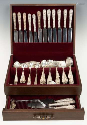 128 pieces Kirk Repousse Sterling Flatware