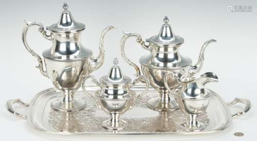 Fisher Sterling 4 pc. Tea Service, w/ plated tray