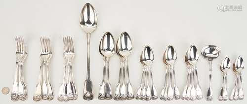 36 pcs Shell Silver Flatware attr. Paul Storr