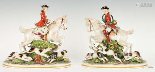 2 Capodimonte Hunt Scene Figurals