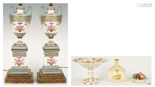 Lamps and decorative porcelain inc. Meissen, 5 items