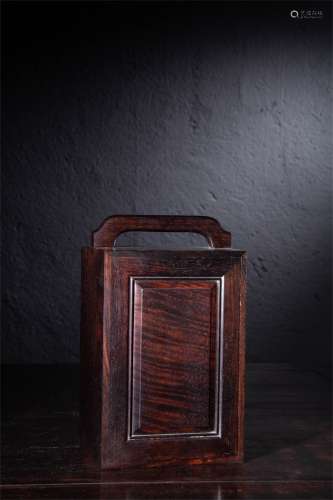 A Chinese Carved Hardwood Box with Handle