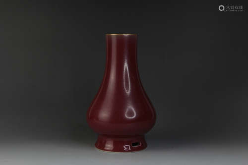 A CHINESE GILD ALTAR RED GLAZED PORCELAIN ZUN VASE