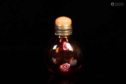 A RED GLASS SNUFF BOTTLE