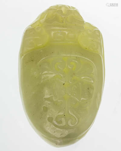 A HETIAN JADE PENDANT CARVING WITH WUFU PENGSHOU