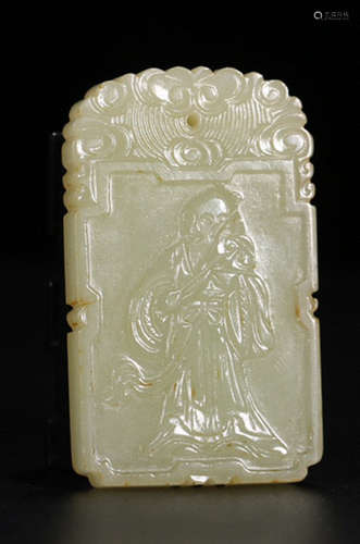 A HETIAN JADE TABLET CARVED WITH FIGURE PATTERN