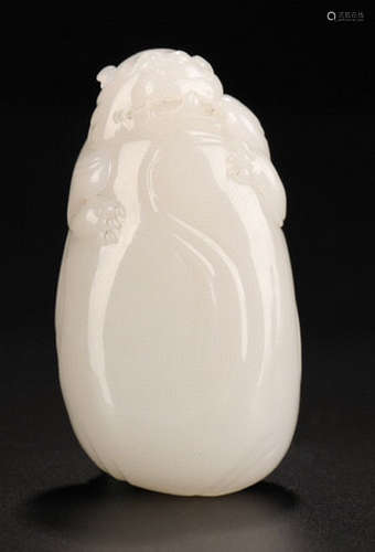 A WHITE JADE CARVED BEAST