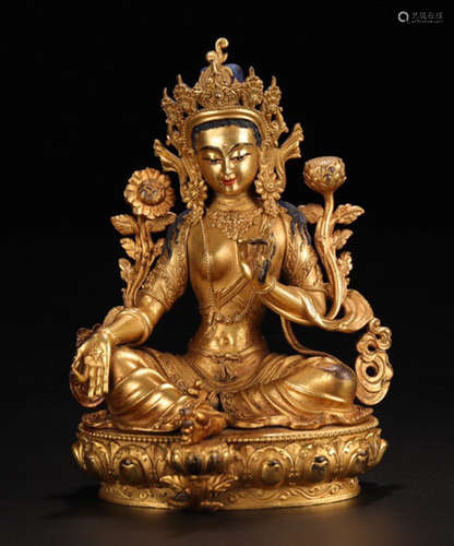 A GILT BRONZE TARA GUANYIN BUDDHA