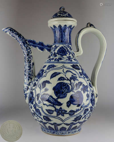 A YONGLE NIANZHI MARK BLUE&WHITE EWER