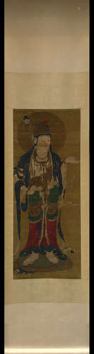 A GUANYIN BUDDHA PATTERN VERTICAL AXIS PAINTING