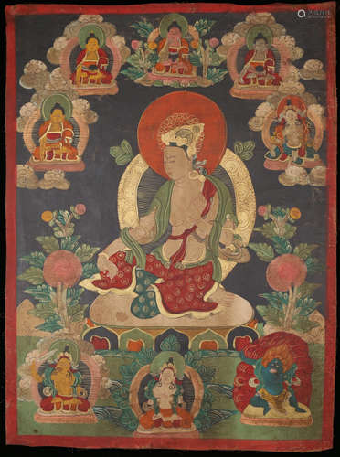 A GUANYIN BUDDHA PATTERN THANGKA