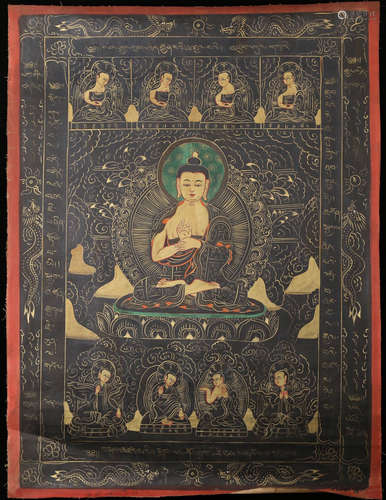 A SAKYAMUNNI BUDDHA PATTERN THANGKA