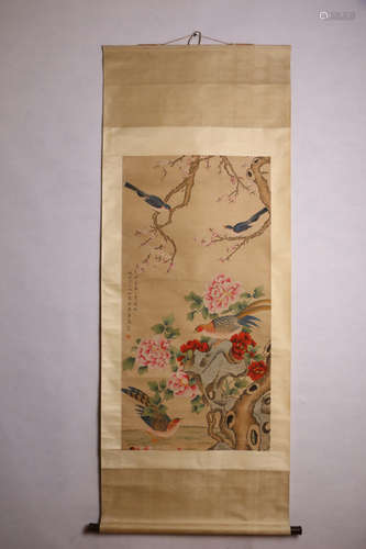 A CHINESE FLOWER&BIRD PAINTING, MA JIATONG MARK