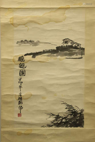 LI XINGTAO: INK ON PAPER PAINTING 'LANDSCAPE SCENERY'