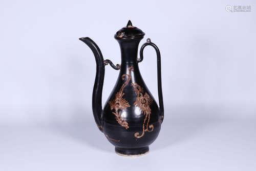 JIZHOU WARE BLACK GLAZED 'PHOENIX' EWER