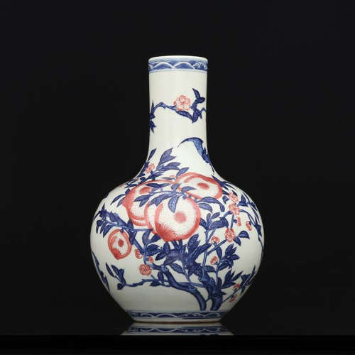 A Chinese Blue and White Underglazed Red Porcelain Vase