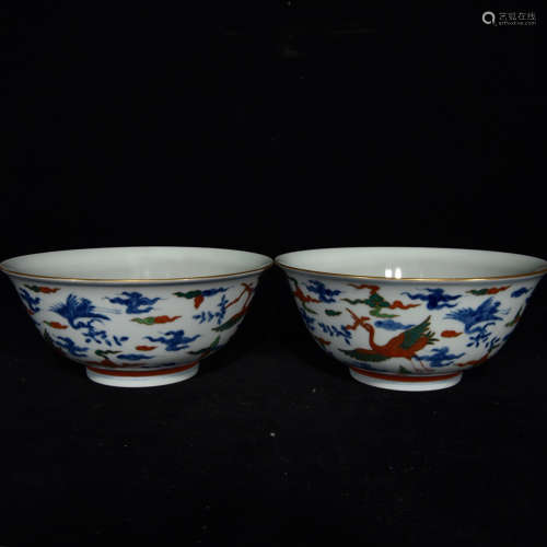 A Chinese Blue and White Multi Colored Floral Porcelain Bowl