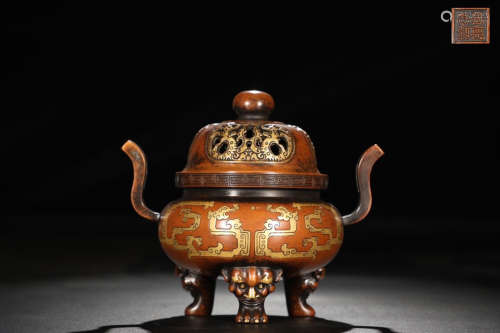 A Chinese Copper Dragon Pattern Incense Burner