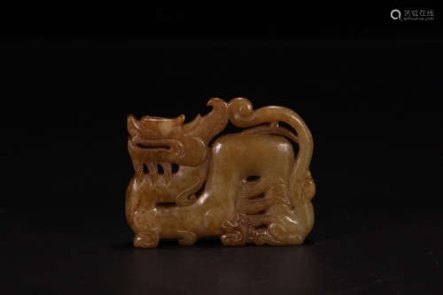A Chinese Carved Hetian Jade Dragon Ornament