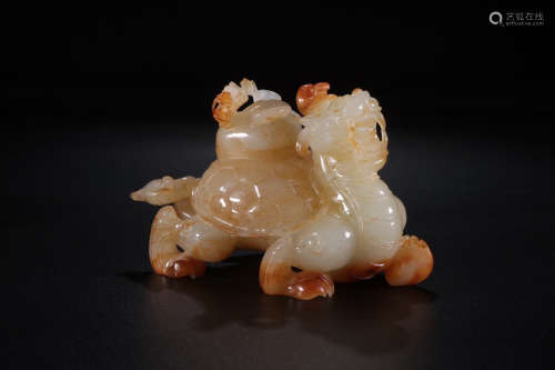 A Chinese Carved Hetian Jade Turtle Ornament