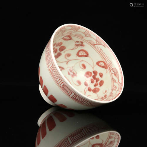 A Chinese Underglazed Red Floral Porcelain Bowl