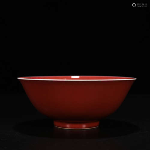 A Chinese Altar Red Glazed Porcelain Bowl