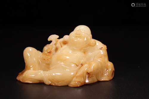 A Chinese Carved Hetian Jade Statue of Maitreya