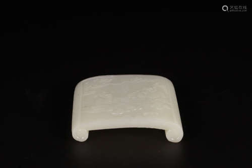 A Chinese Carved Hetian Jade Ink Bed