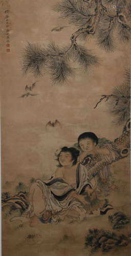 A Chinese Celestial being Painting , Yu Zhiding Mark