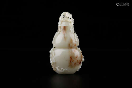 A Chinese Carved Hetian Jade Gourd-shaped Vase