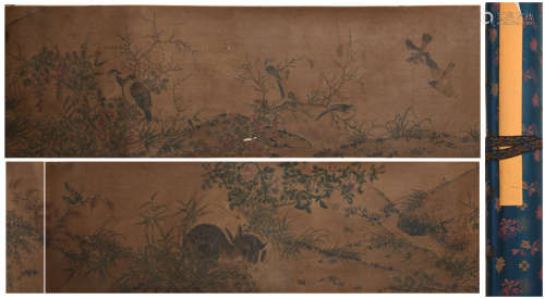 A Chinese Flowers Painting Hand Scroll, Zou Yigui Mark