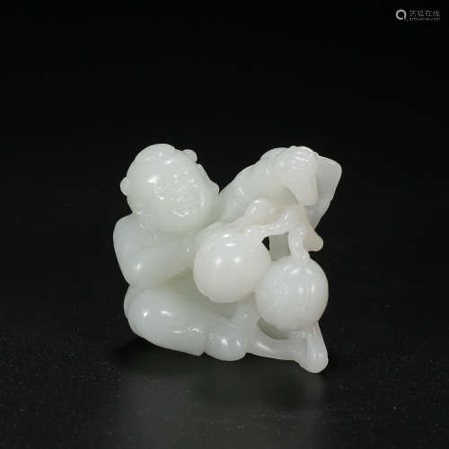 A Chinese Carved Hetian Jade Boy Ornament