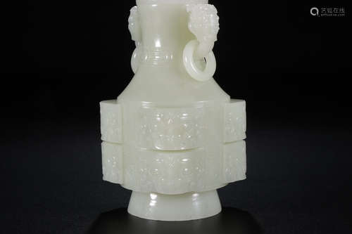 A Chinese Carved Hetian Jade Vase