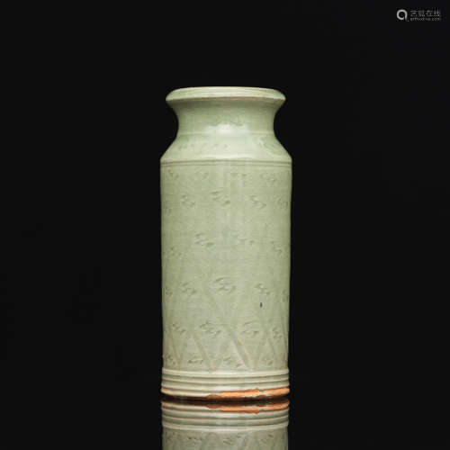 A Chinese Longquan Kiln Floral Carved Porcelain Vase