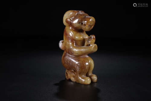 A Chinese Carved Gaogu Jade Tomb figure Ornament