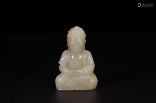 A Chinese Carved Hetian Jade Buddha Statue