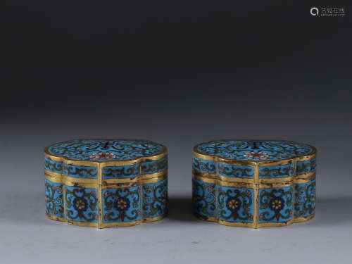 A Pair of Chinese Cloisonne Box with Cover
