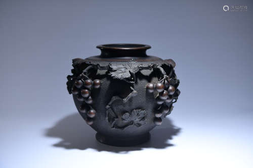 a Chinese grape Pattern Copper Vase