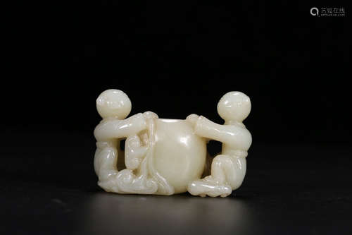 A Chinese Carved Hetian Jade Brush Washer