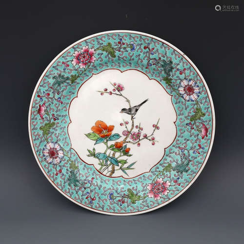 A Chinese Famille Rose Flower&Bird Pattern Porcelain Plate